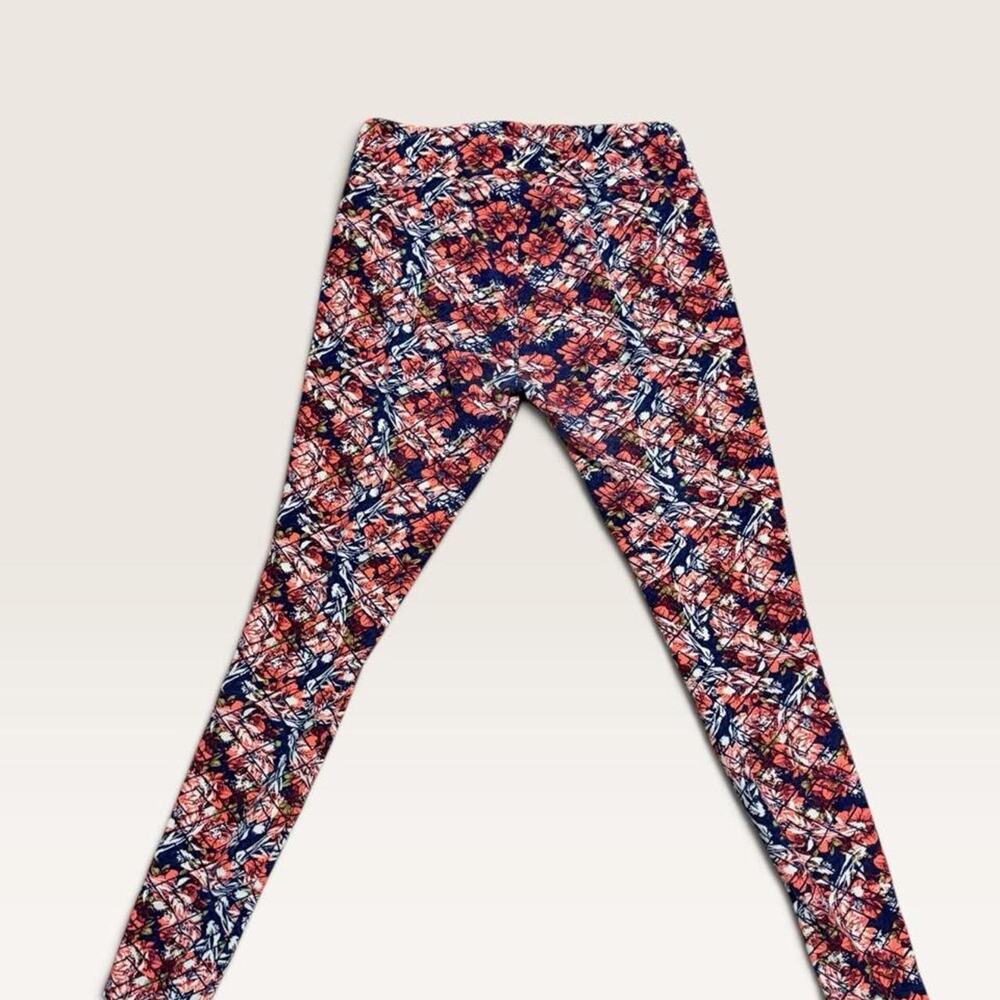 LuLaRoe TC Tall Curvy Leggings Pink White Blue Floral 12-18